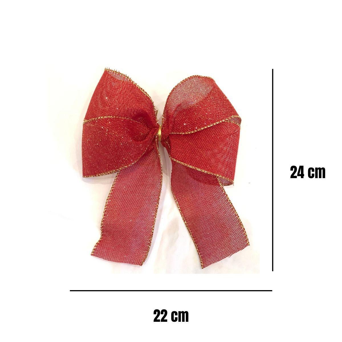 Miniatura Laço Grande Vermelho Telinha Decoração Árvore Natal 18Un