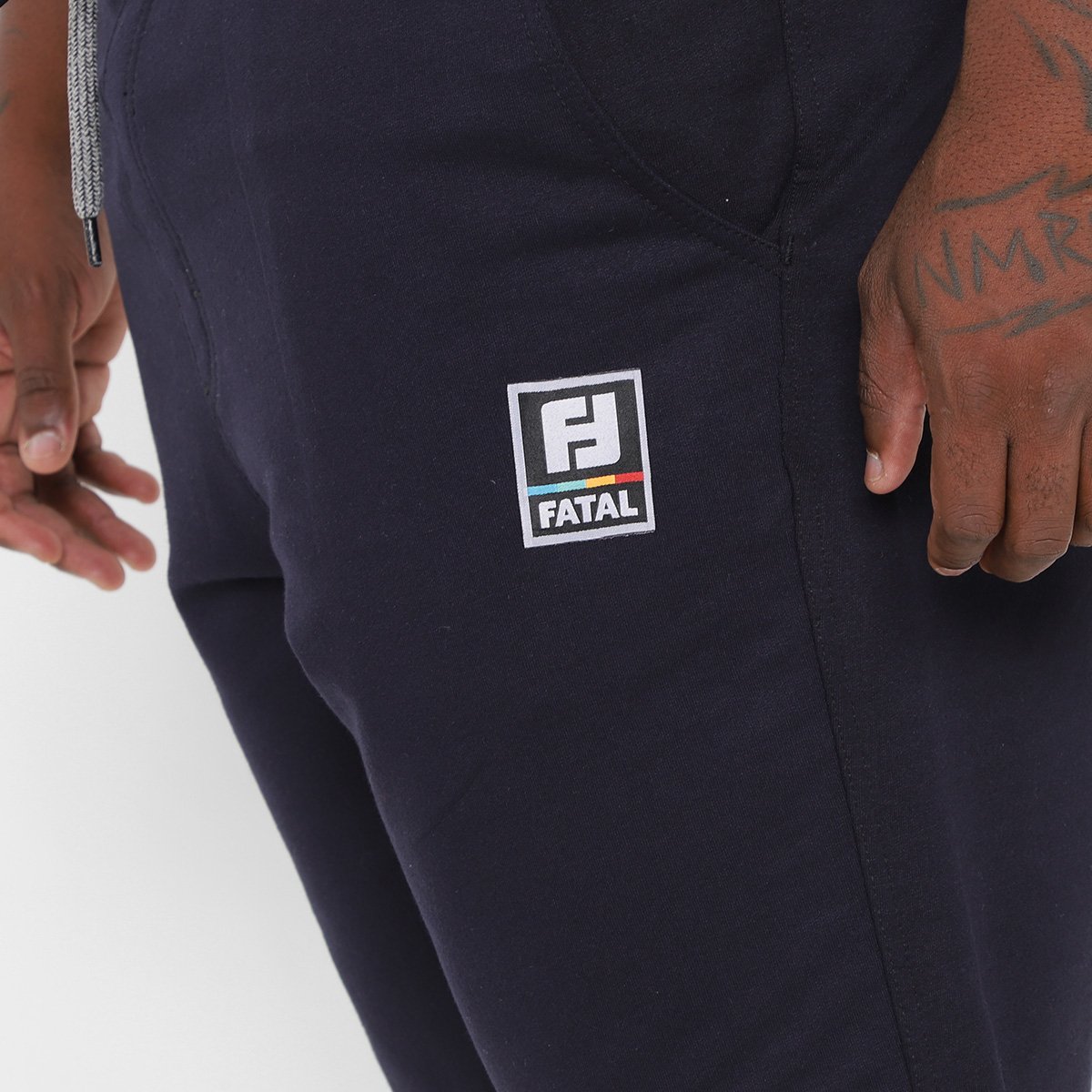 Miniatura Bermuda Moletom Fatal Plus Size Masculina Marinho - XG