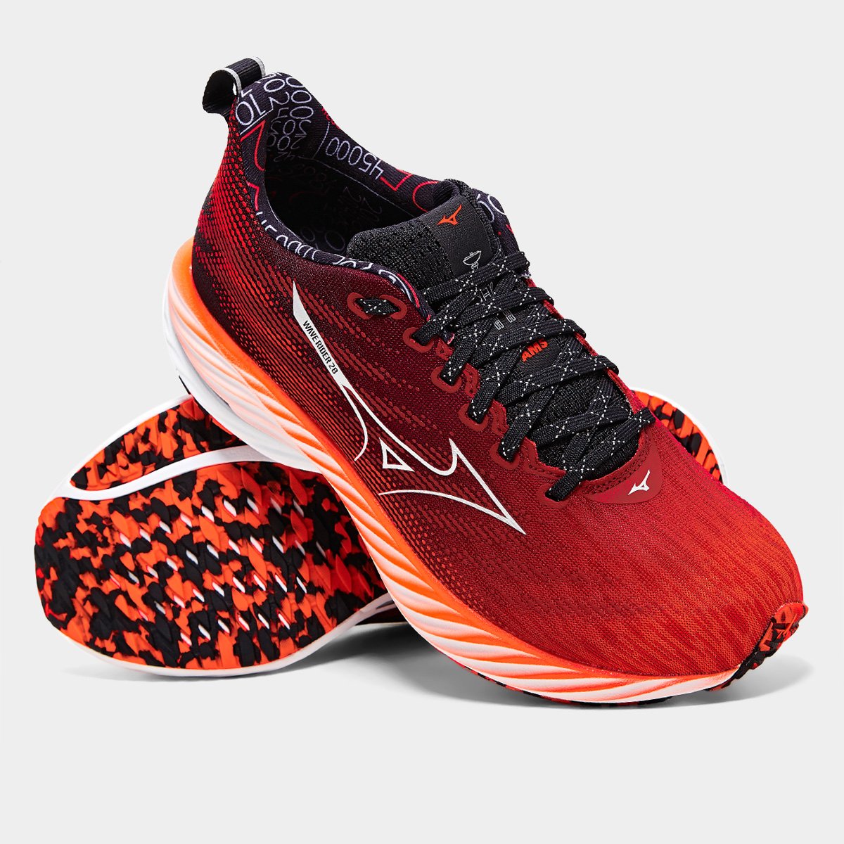 Miniatura Tênis Mizuno Wave Rider 28 AMS Feminino Vermelho+Laranja - 35
