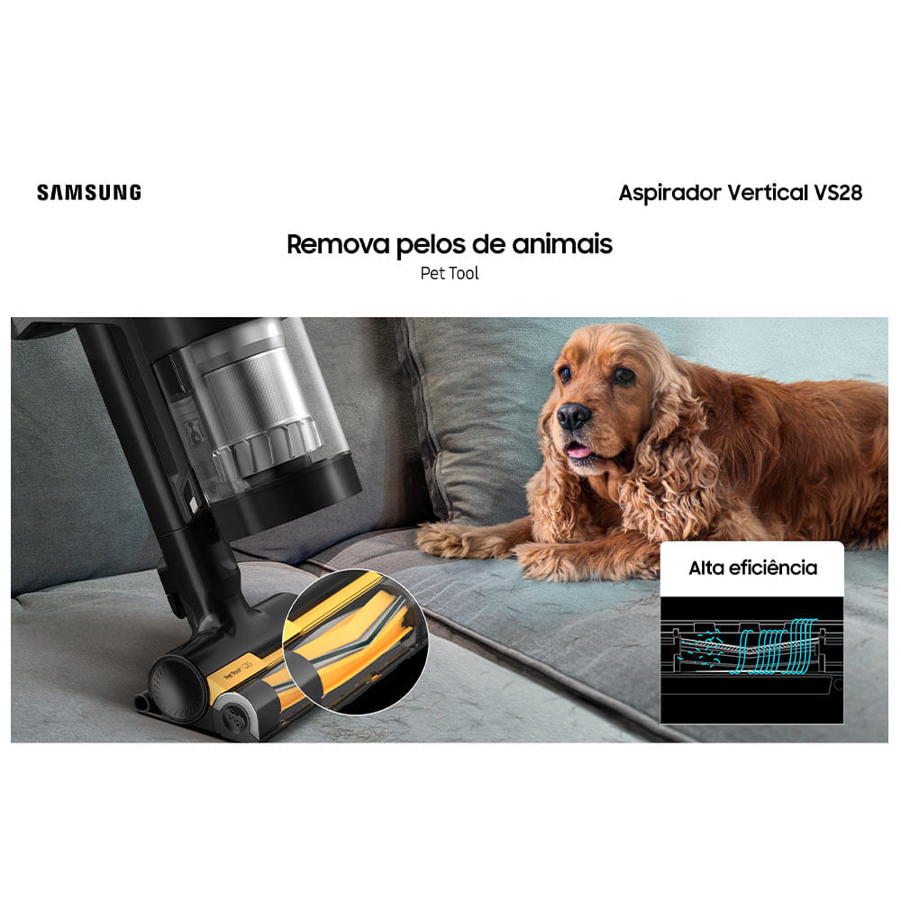 Aspirador de Pó Samsung Vertical sem fio Bespoke Jet com AI Cleaning e Clean Station 110