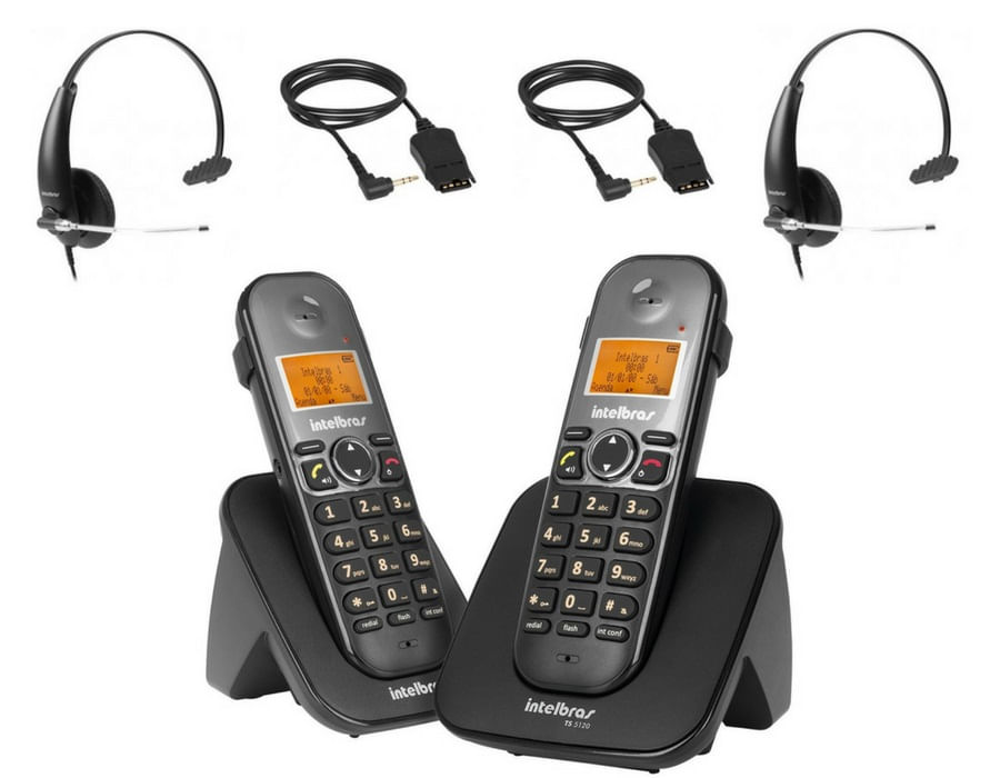 Miniatura Kit Telefone sem fio com ramal TS 5122 e 2 Headset Intelbras Homologação: 35962004083