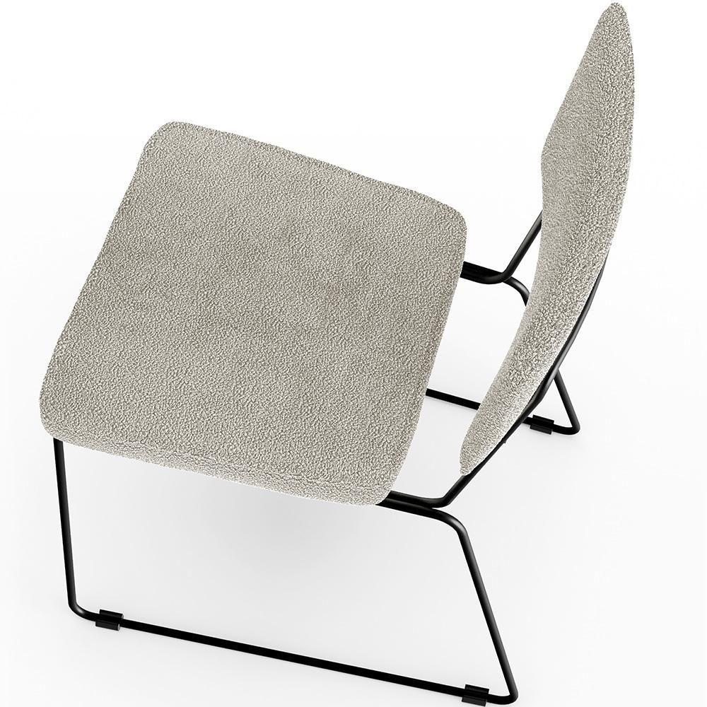 Kit 04 Cadeiras Base De Aço Allana L02 Bouclê Creme