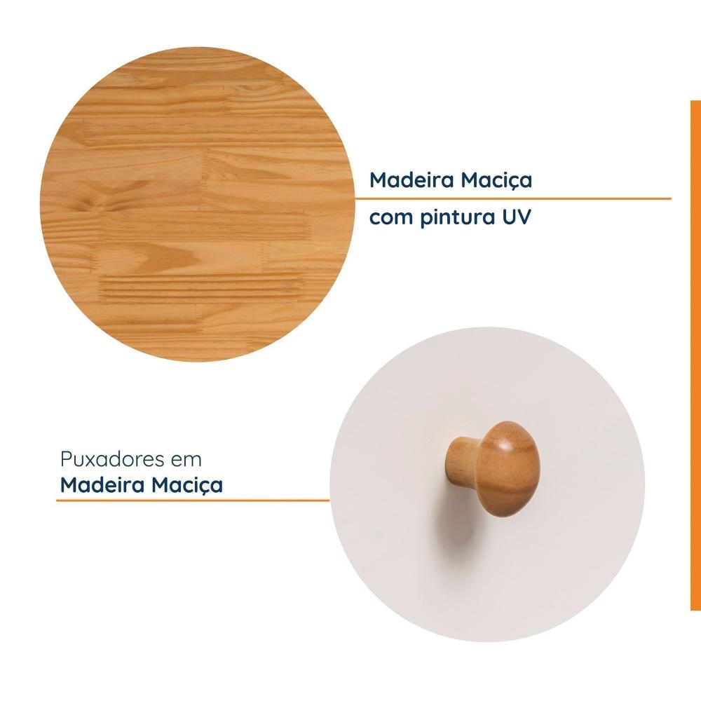 Miniatura Buffet 2 Portas 3 Gavetas Madeira Maciça Vanilla CabeCasa MadeiraMadeira Amêndoa/Branco