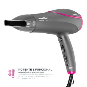 Miniatura Secador de Cabelos Britânia BSC2200 2100W Cinza e Rosa - Bivolt