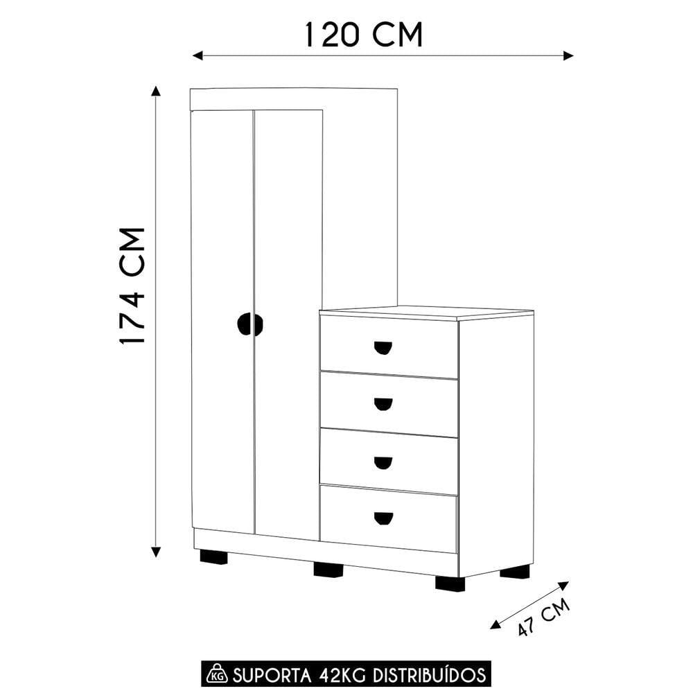 Miniatura Guarda Roupa Cômoda 4 Gavetas 120cm Cristal Imbuia Rústico Vila Rica