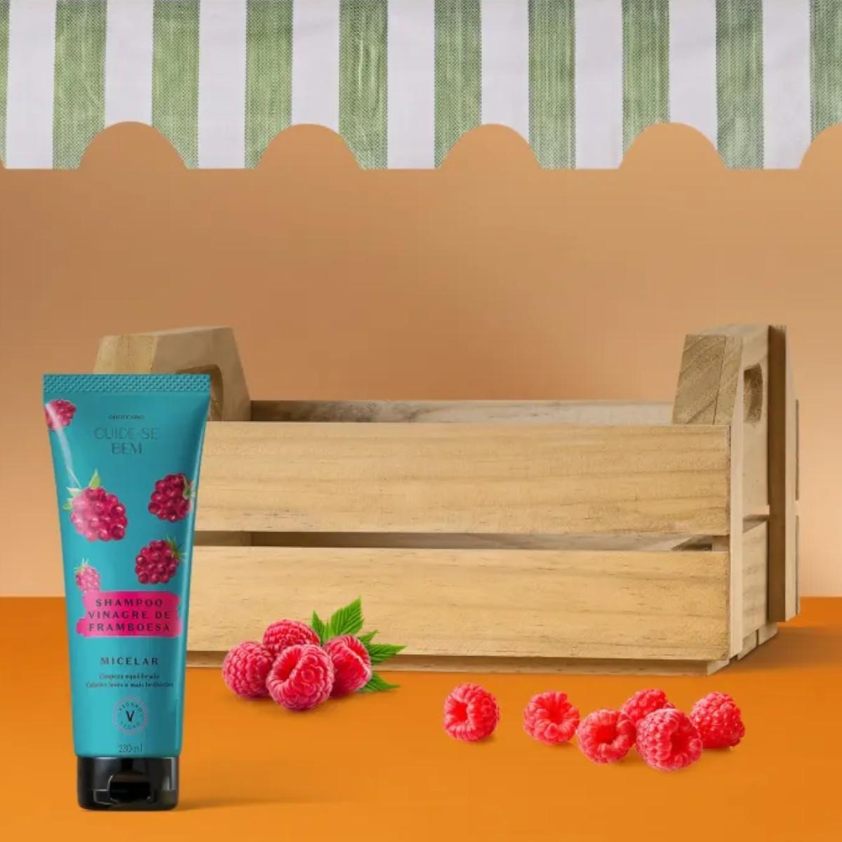 Miniatura Shampoo Vinagre De Framboesa Cuide-Se Bem Feira 230Ml