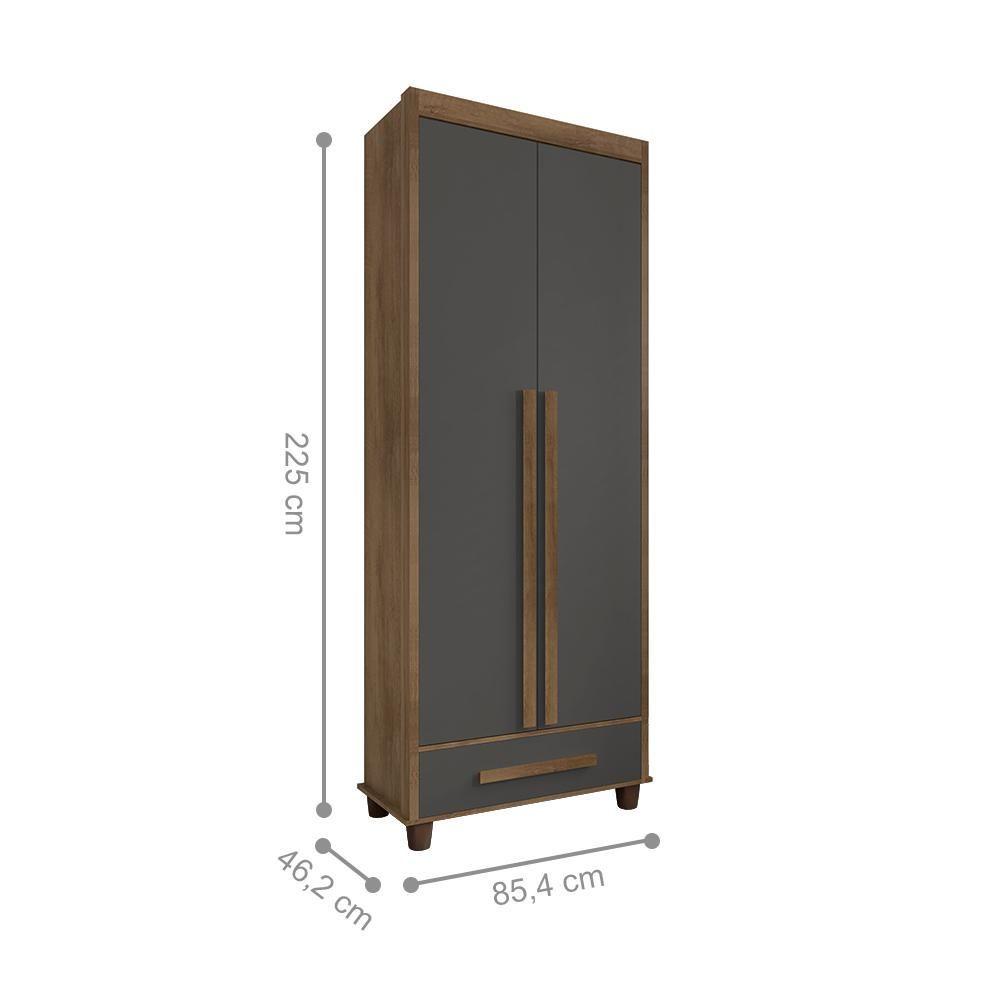 Miniatura Guarda Roupa Com 2 Portas Trento Cinamomo Grafite