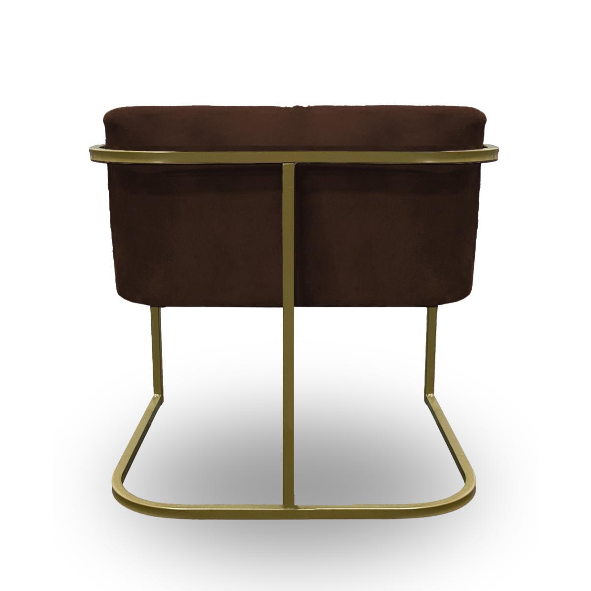 Poltrona Betina - Base Quadrada Dourada - Marrom