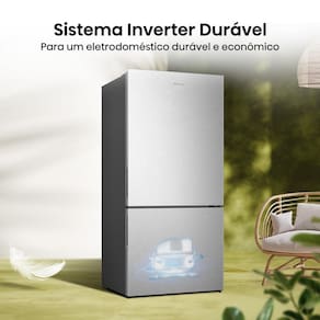 Geladeira Hisense Inverter 499L RB5P504 Bottom Freezer Metal Tech Inox 110V