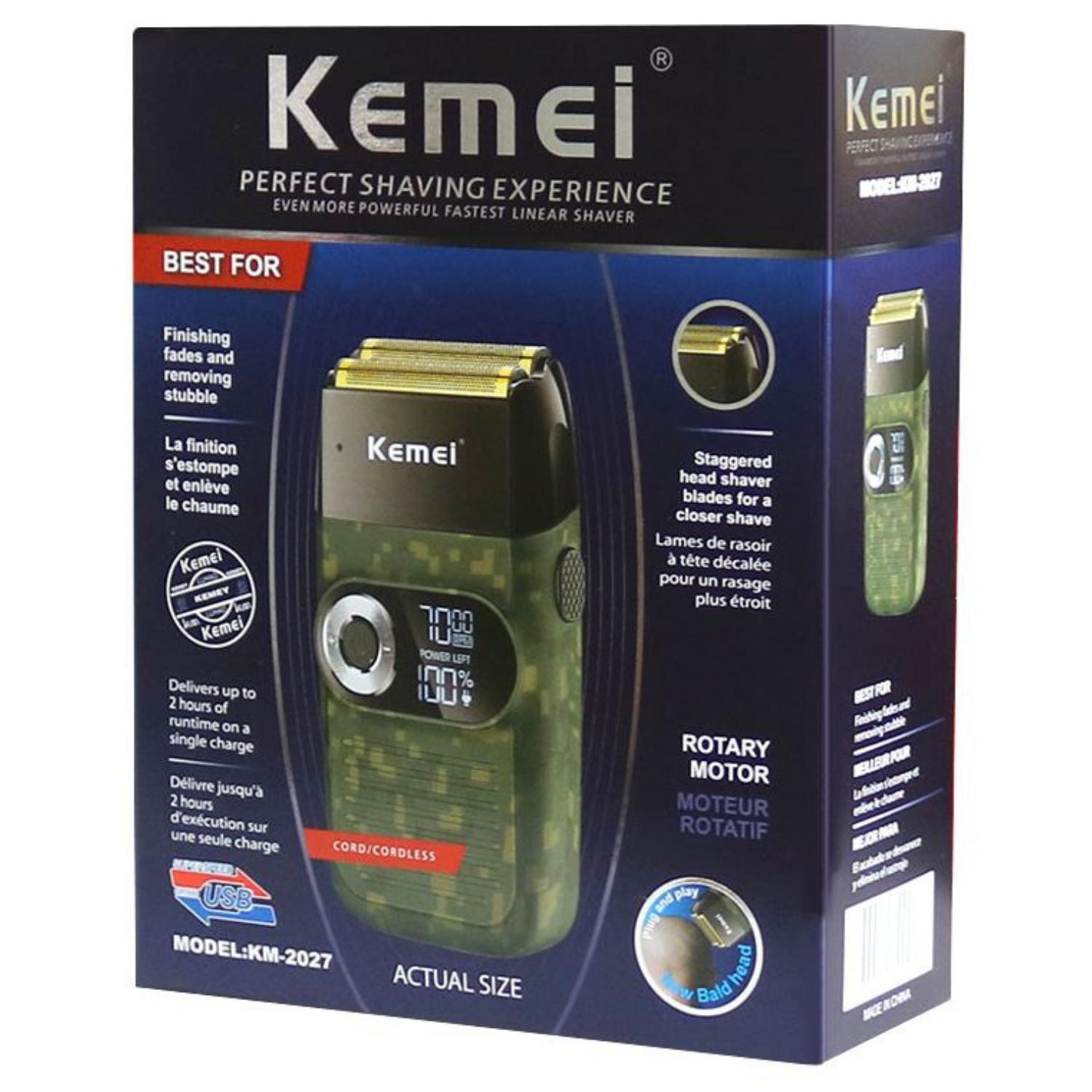 Miniatura Barbeador Elétrico Kemei 2027 Shaver Recarregavel Sem Fio