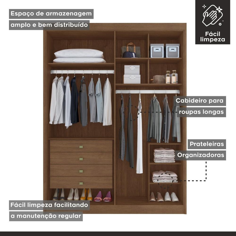 Miniatura Guarda-roupa Casal 4 Portas 4 Gavetas Eloa Cacau