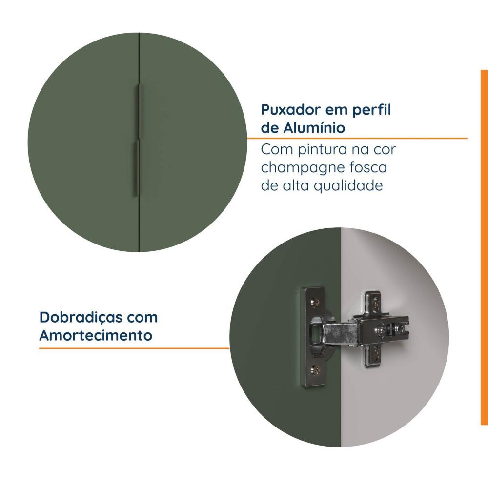 Armário Aéreo 2 Portas 80x135cm Puxador 150mm Ipanema CabeCasa MadeiraMadeira Verde Folha/Branco