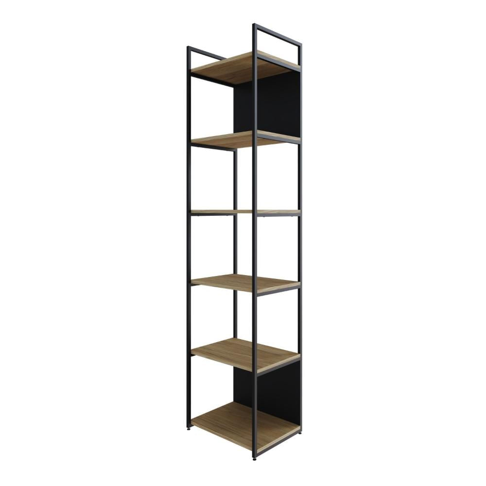 Miniatura Estante Alta com 6 Prateleiras 185x45x33cm com Fundo Yon Vermont/Preto