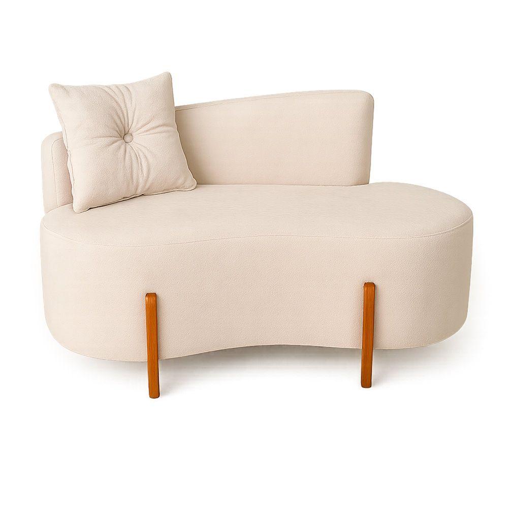Miniatura Sofá Orgânico Divã Boucle Com Pés De Madeira 7 Decor Bege