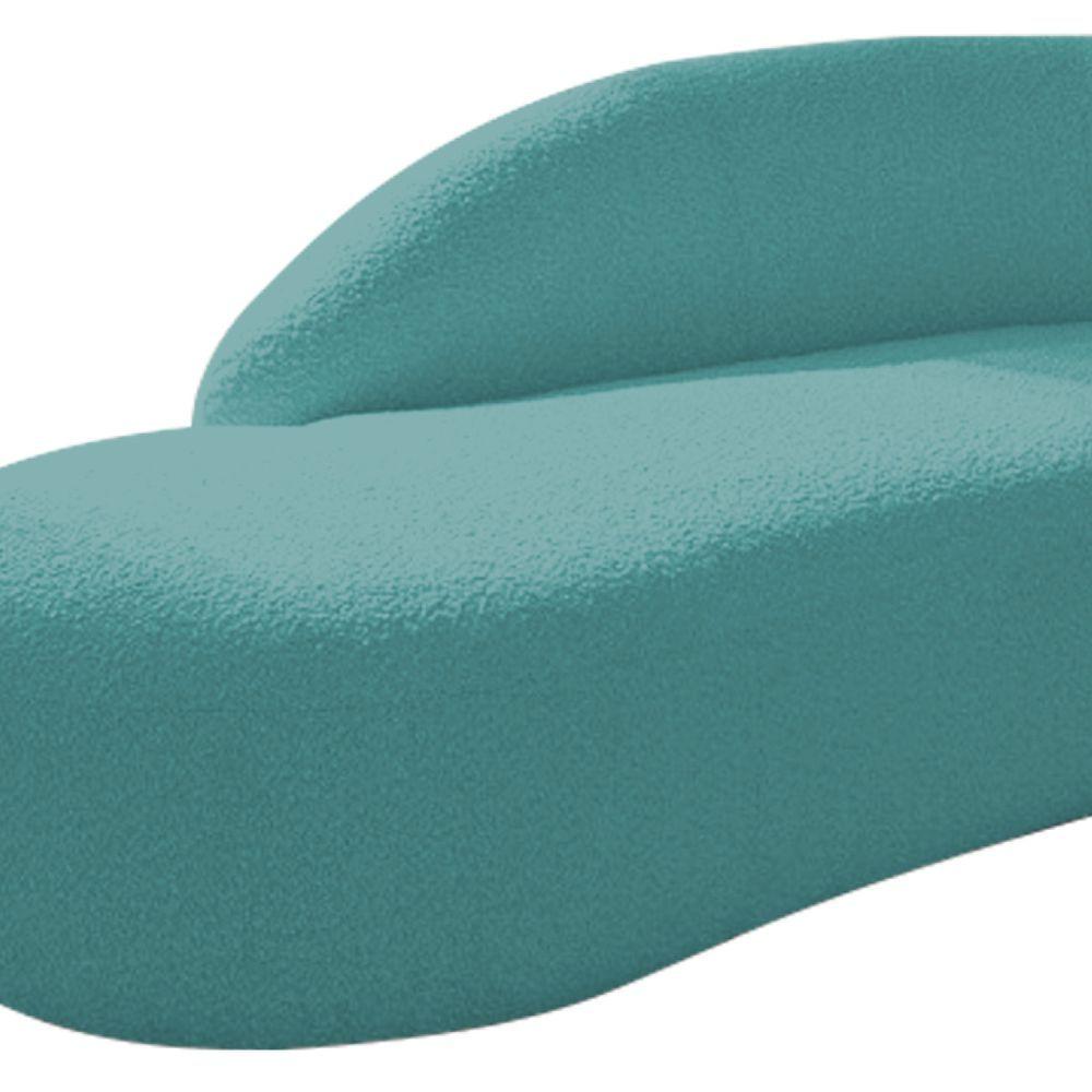 Kit Divã Luna 140cm Lado Esquerdo E 01 Poltrona Base De Ferro Preto Suede Cor Azul Turquesa