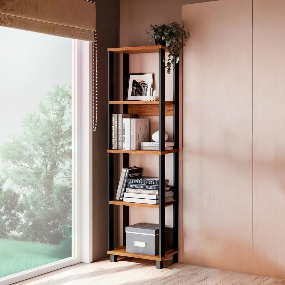 Miniatura Estante Modular para Sala de Estar 185cm x 55cm x 29cm Freijó/Preto