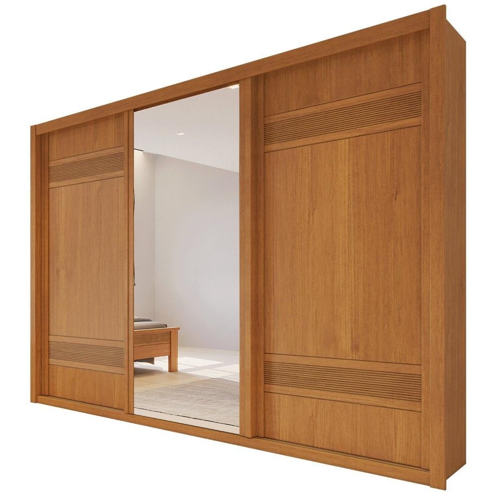 Miniatura Guarda Roupa Casal 3 Portas de Correr 6 Gavetas Palissy Frisado com Espelho 100% Mdf Rubi