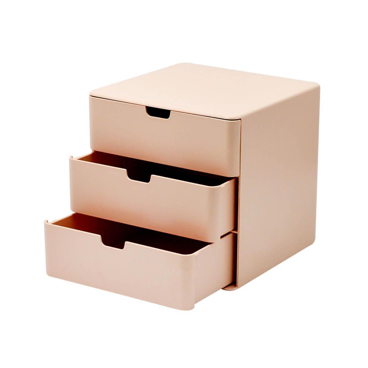 Miniatura Gaveteiro De Mesa Organizador Multiuso 3 Gavetas Rosa