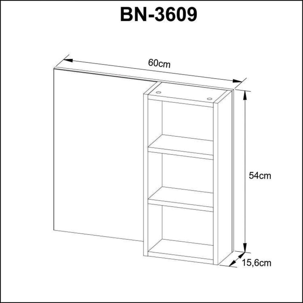 Conjunto de Banheiro com Gabinete Suspenso 60cm e Espelheira 3 Nichos Mármore/Branco