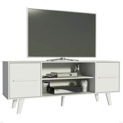 Miniatura Rack para TV até 55 Polegadas Madesa Copenhagen Branco Cor:Branco