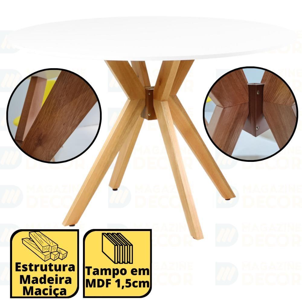 Miniatura Conjunto Mesa De Jantar Redonda Marci Branca 120cm Com 4 Cadeiras Allegra - Cinza