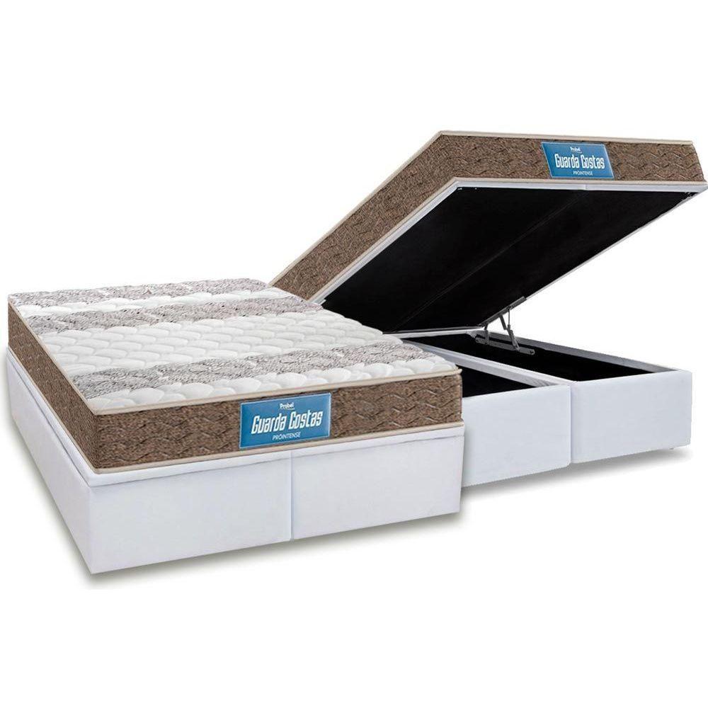 Miniatura Cama Box Baú Queen: Colchão Probel D33 / Ep Plus Double Face + Base White(158X198)