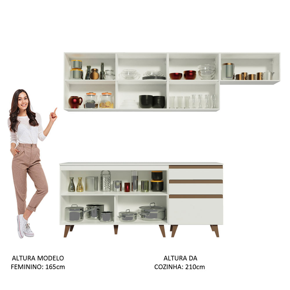 Miniatura Cozinha Completa Madesa Reims 250002 com Armário e Balcão Branco Cor:Branco