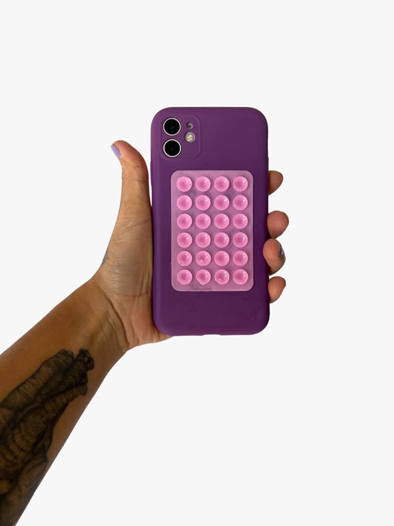 Miniatura Suportes Silicone Ventosa Celular - ROSA | Kit 2 | Lisas
