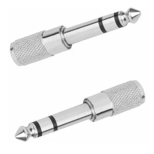 Miniatura Plug Adaptador P2 Fêmea P10 Macho Estéreo Niquelado