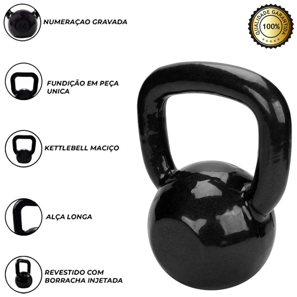 Miniatura Kettlebell Peso Emborrachado 4Kg - Treinamento Funcional