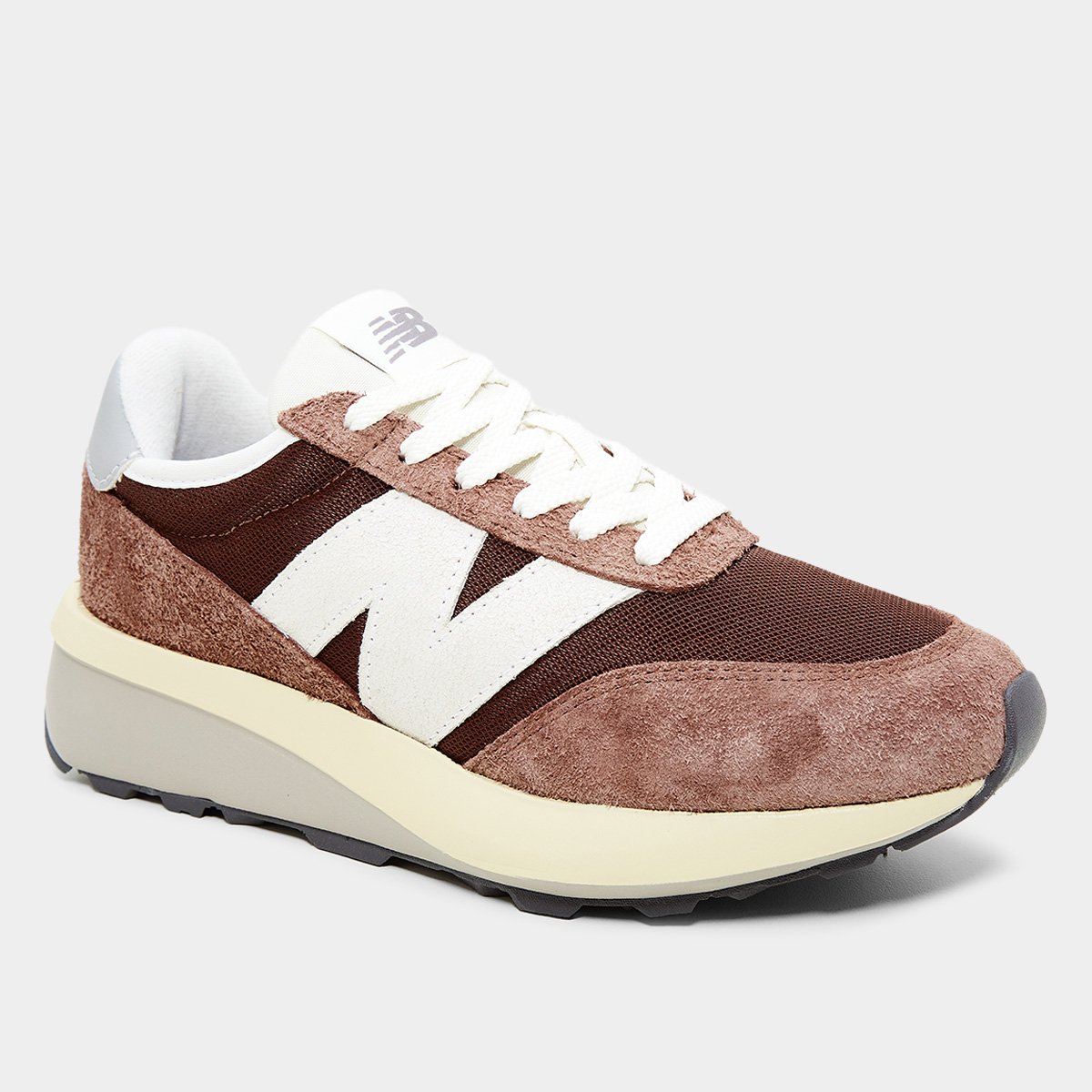 Miniatura Tênis New Balance 370v1 Unissex Marrom+Branco - 41