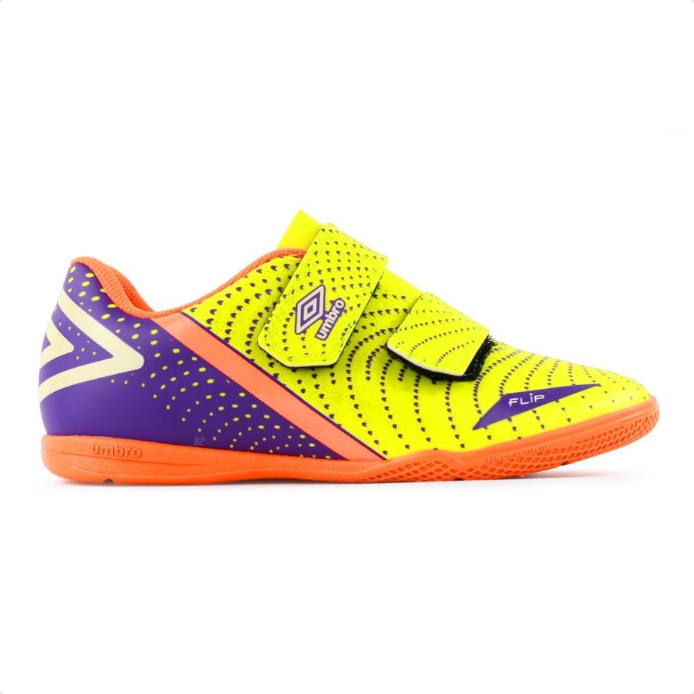 Miniatura Chuteira Futsal Umbro Flip Kids Amarelo / Roxo - 35