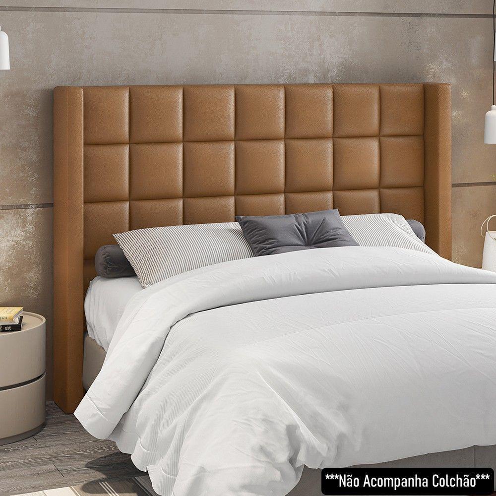 Cabeceira Cama Box King 195cm Pisa E Recamier Neville P02 Sintético Caramelo - Mpozenato