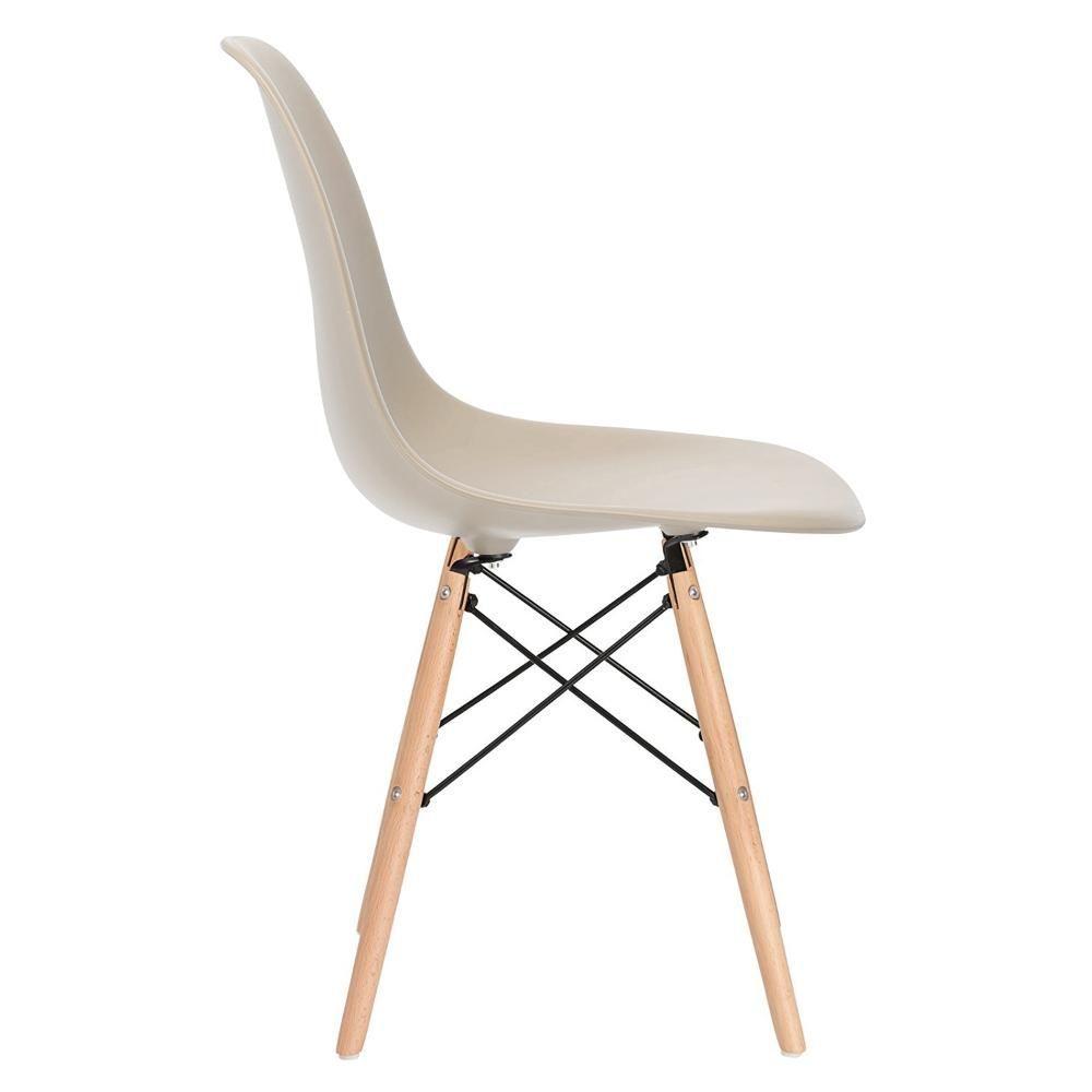 Miniatura Mesa De Jantar Retangular Eames 80 X 120 Cm Branco + 6 Cadeiras Eiffel Dsw Nude
