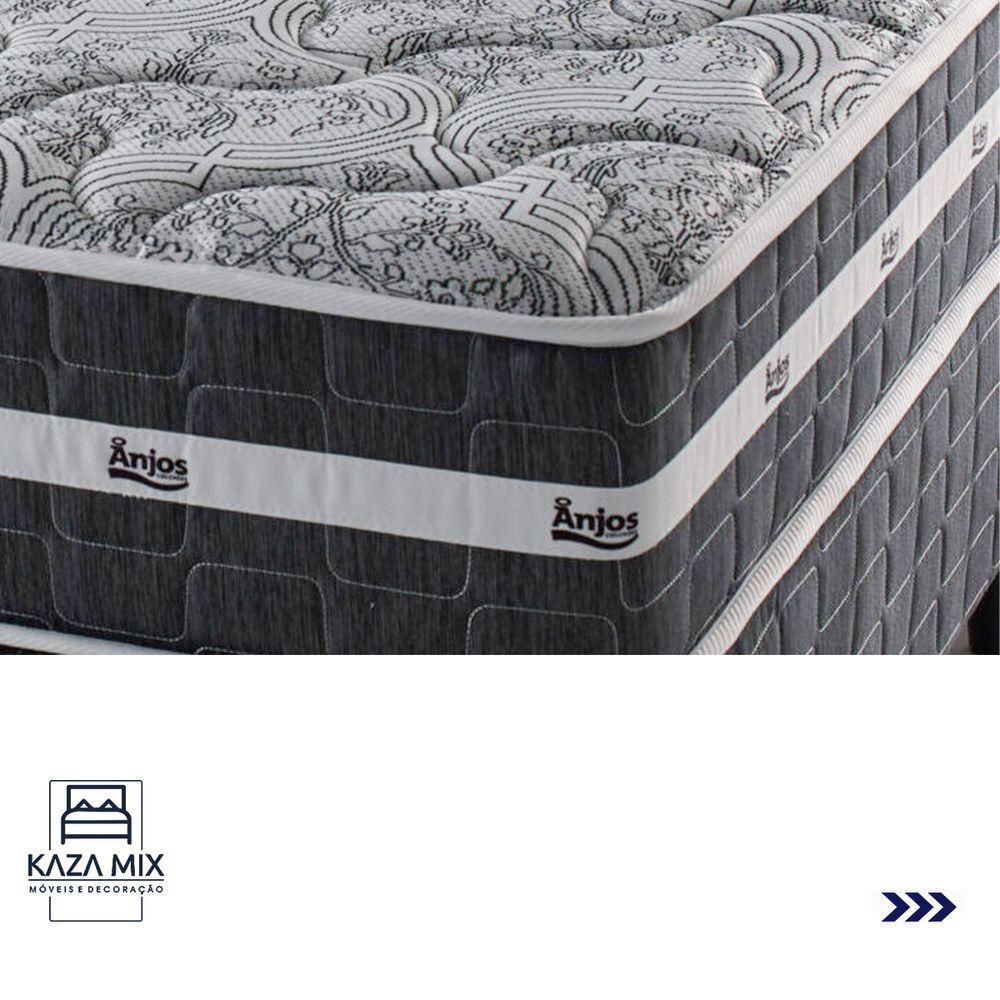 Miniatura Cama Box Baú E Colchão Black Graphite Molas Ensacadas Casal 138x188x27 Anjos Casal Cinza