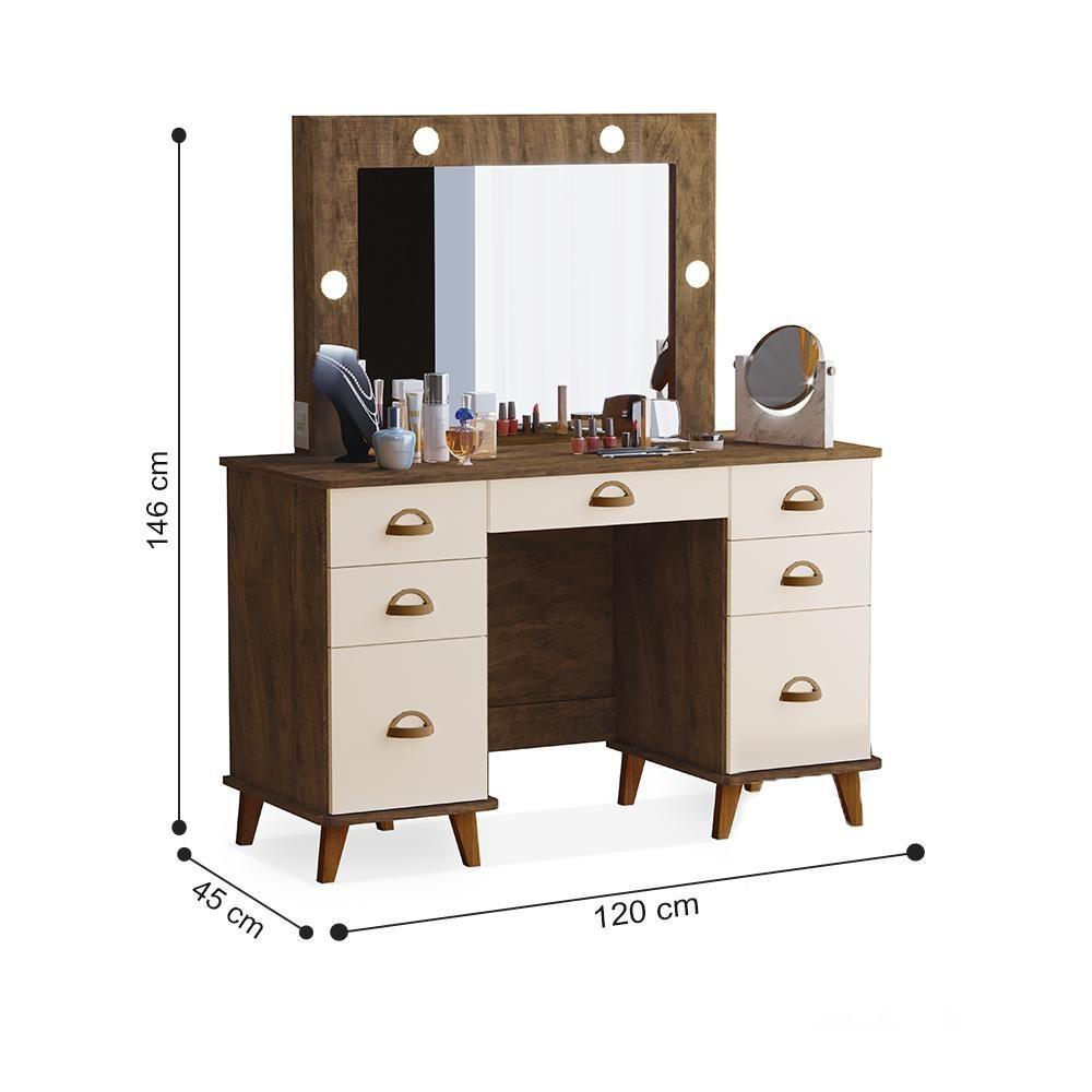 Miniatura Penteadeira Com 7 Gavetas León Malbec Off White