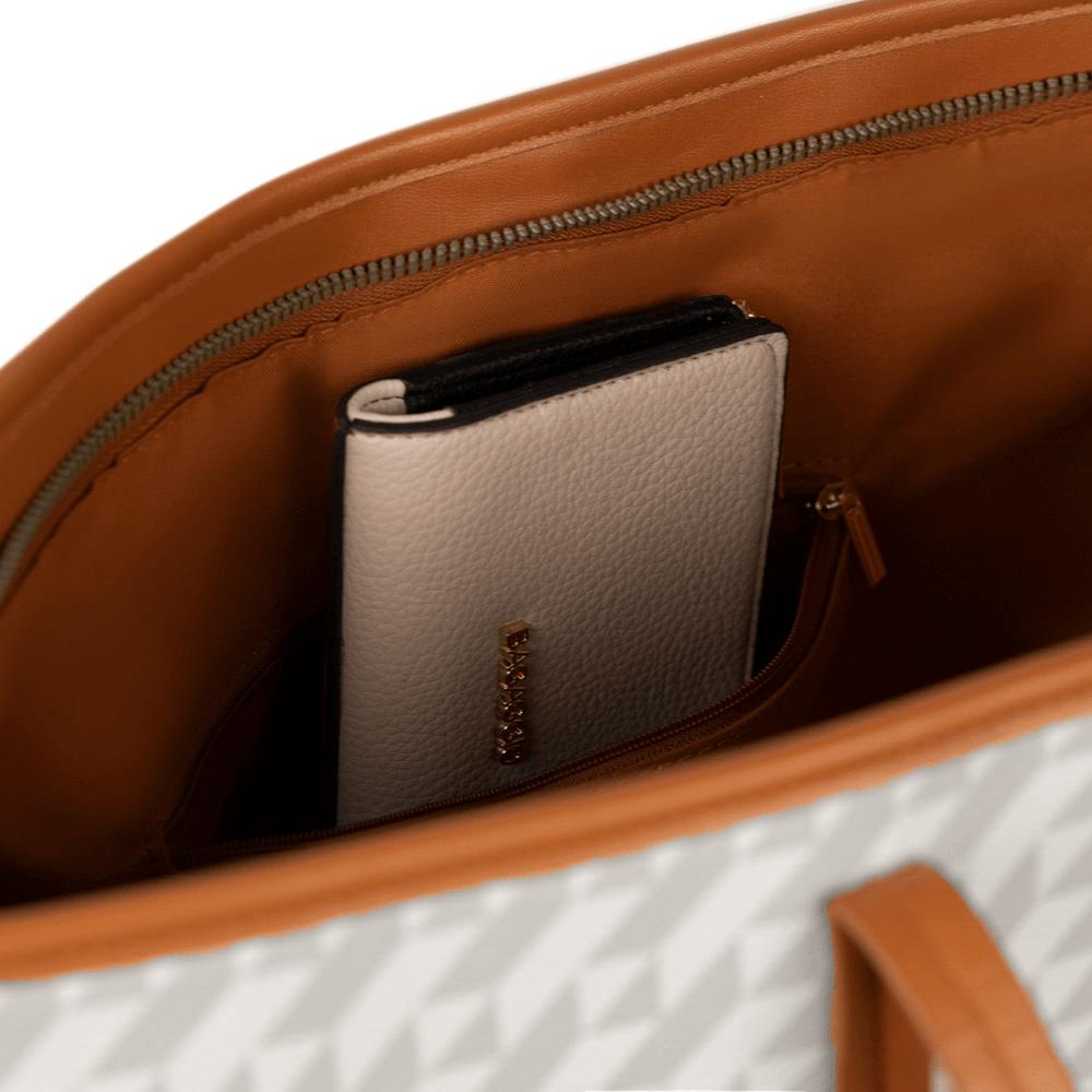 Bolsa de Ombro Feminina Tote Monograma BG Bege Bege - G