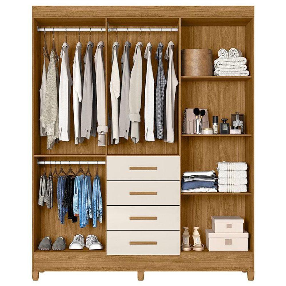 Miniatura Guarda Roupa Solteiro Aruba 6 Portas Freijó Off White Com Espelho - Moval