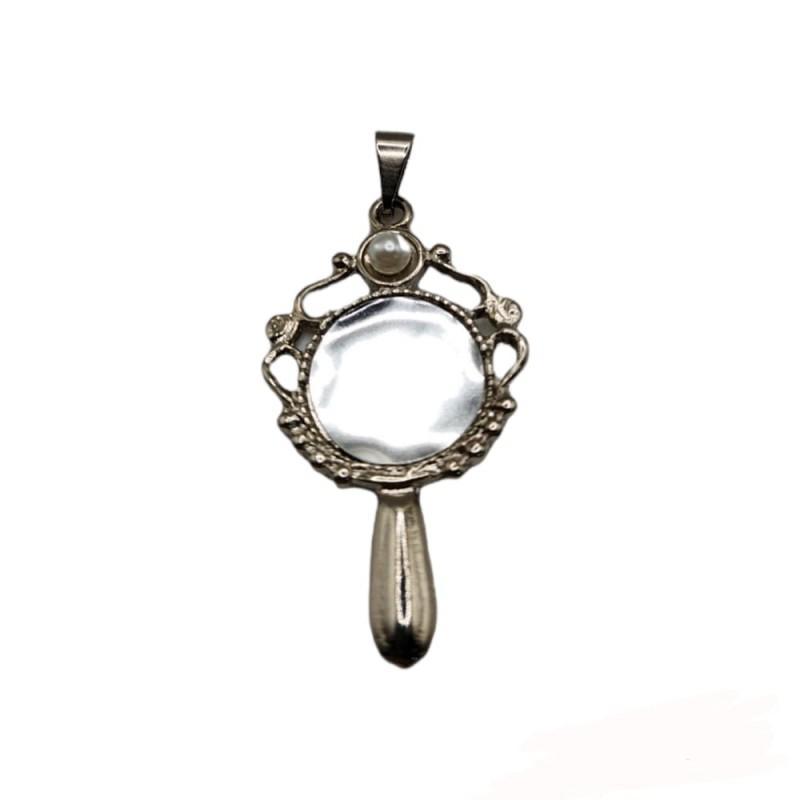 Miniatura Pingente Abebê Iemanjá 4,3 Cm Em Metal Banhado Prateado