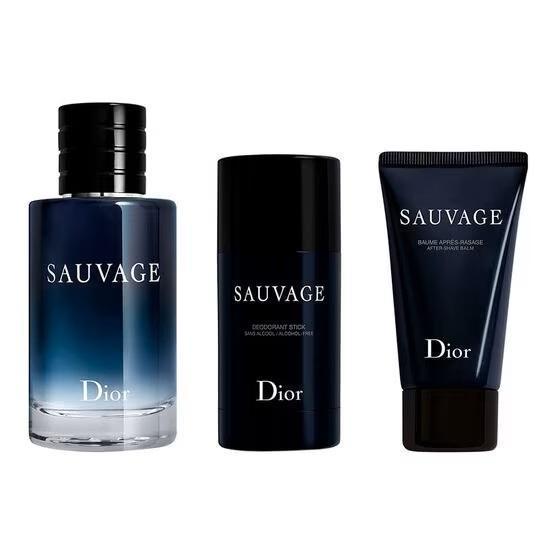 Miniatura Kit Perfume Sauvage 100ml + Balm 50ml + Stick 75g