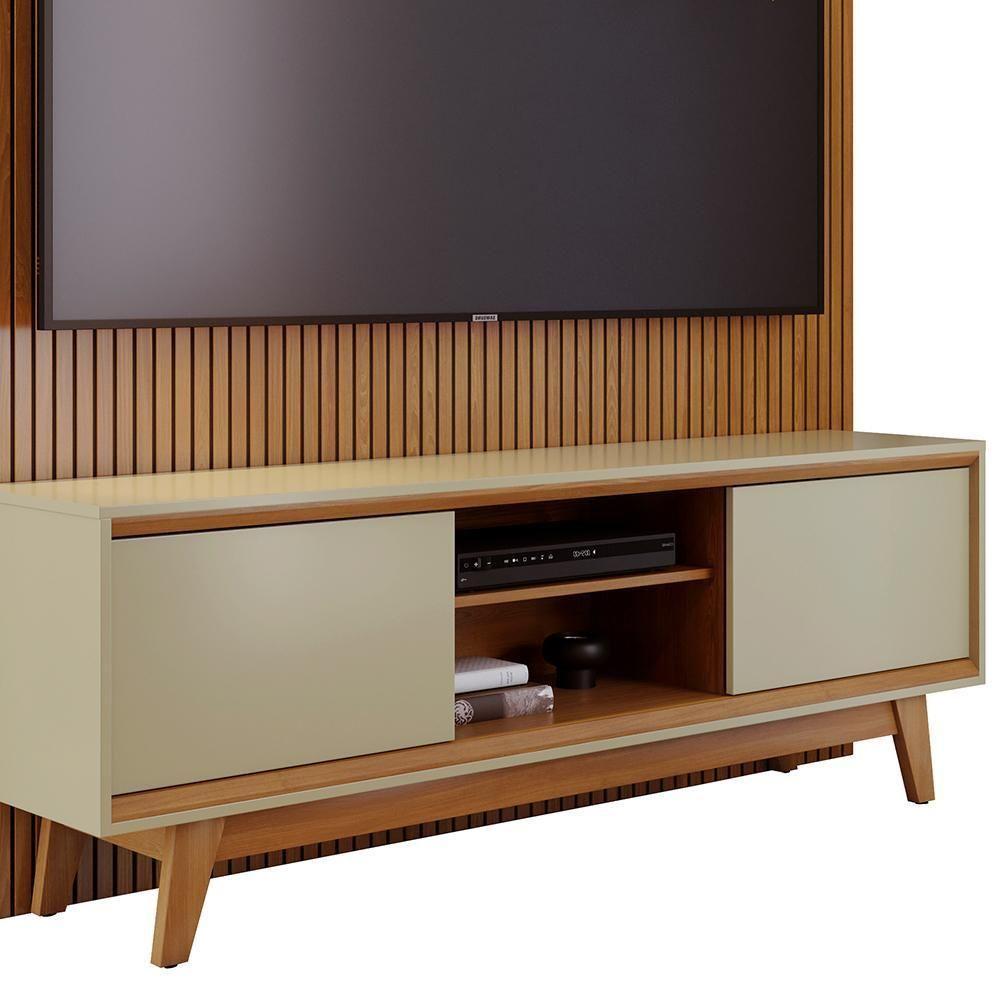 Miniatura Rack Bancada Com Painel Milo Cumaru/opala Para Tv Até 75” - Madetec