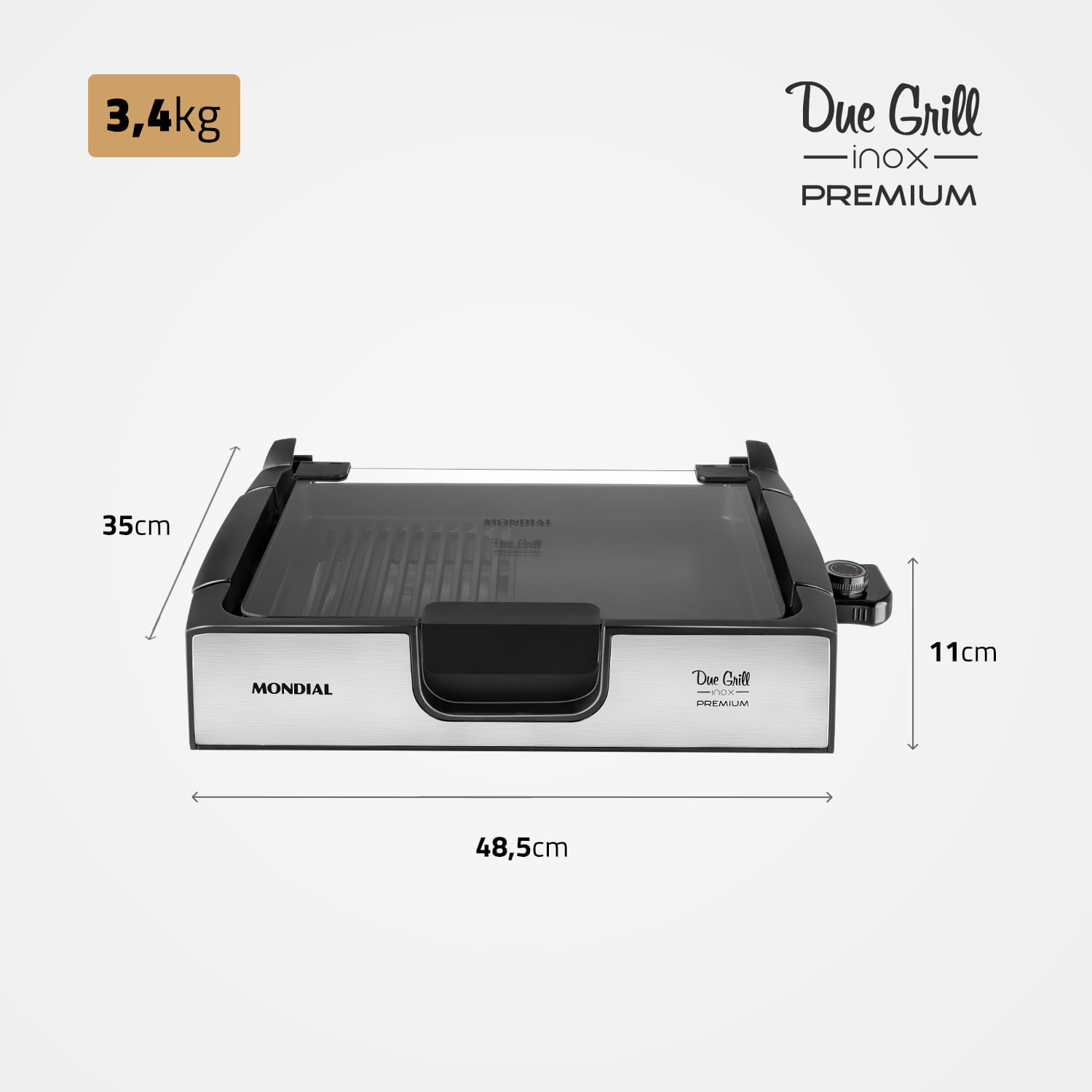 Chapa Mondial Due Grill Premium G-10 GRILL-220V-PRETO/INOX