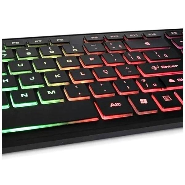 Miniatura Teclado Gamer Para Pc Com Luz De Led Rgb Português Brasil