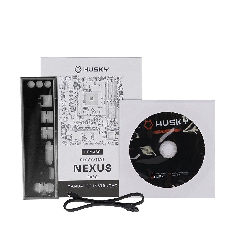 Miniatura Placa-Mãe Husky Nexus B450, M.2 NVMe, DDR4 3200MHz, Ryzen 5000/3000/2000, Micro-ATX, 64GB Dual Channel - HPM450