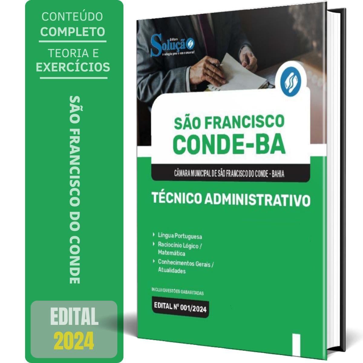 Miniatura Apostila Câmara São Francisco Do Conde Ba 2024 Técnico