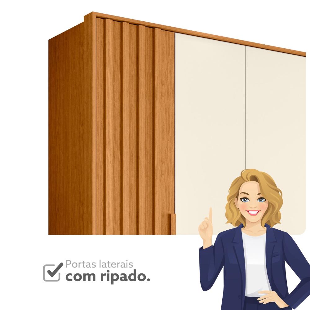 Guarda Roupa Casal 06 Portas Deville Cinamomo/Off White