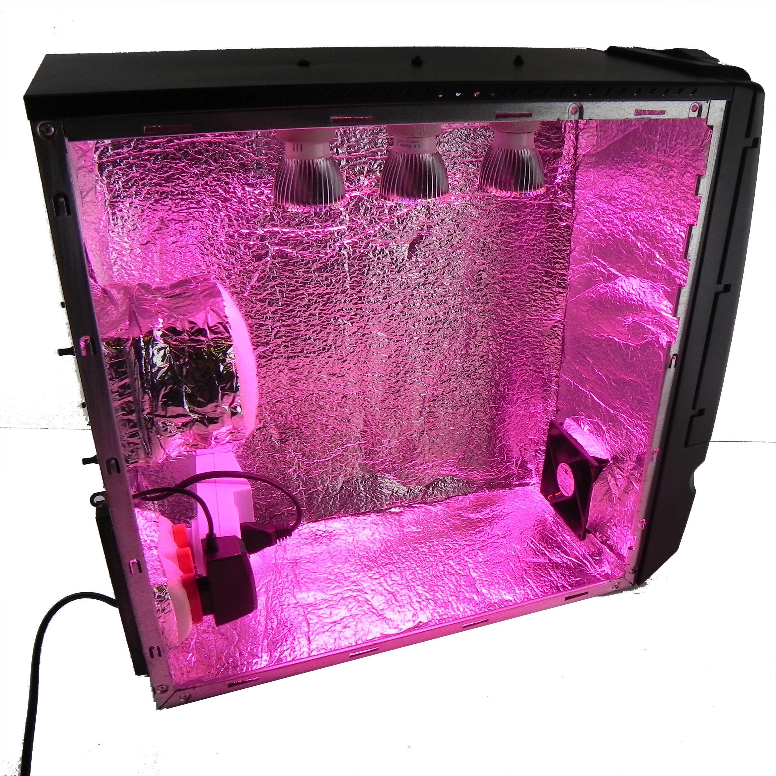 Miniatura Estufa Pc Grow Cultivo Indoor Led Full Spectrum Com Filtro Stealth