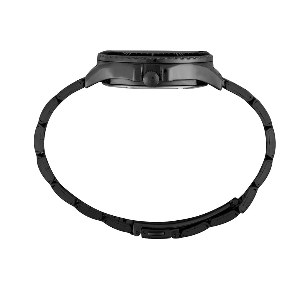 Miniatura Kit Relógio Feminino Preto Elegante Aço Pulseira