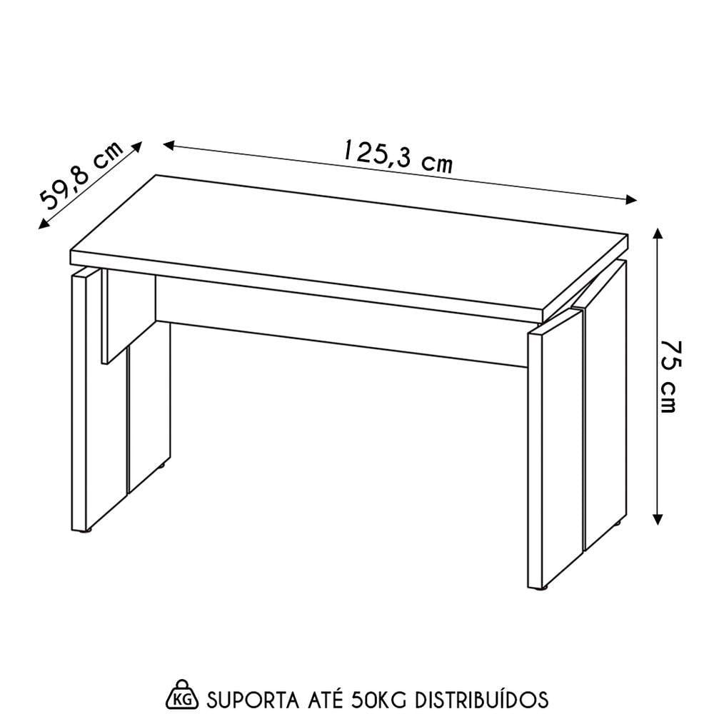 Mesa Para Escritório Home Office 125cm Corp A06 Nogal/preto - Mpozenato