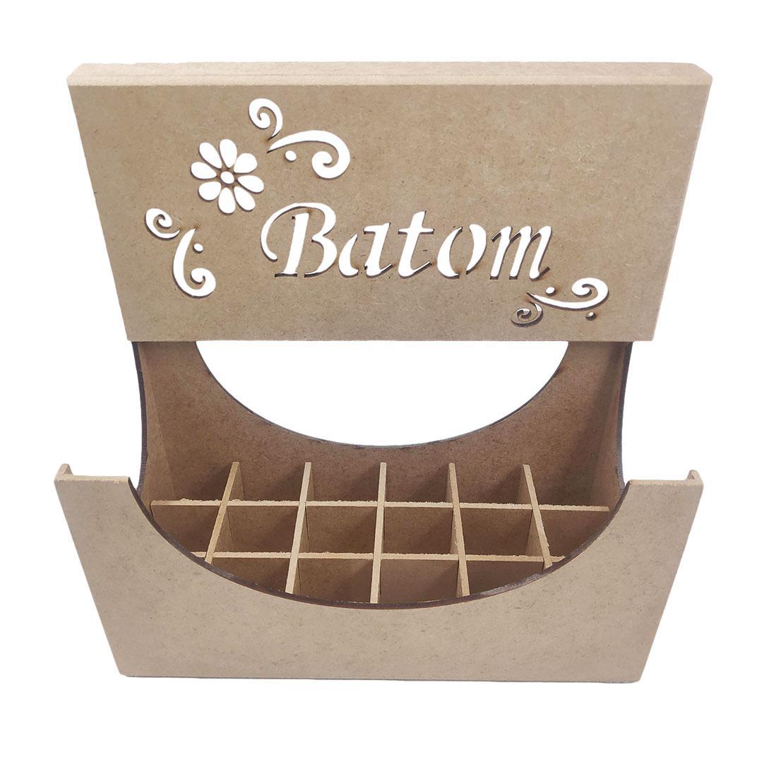 Miniatura Porta Batom Caixa Retangular Mdf Laser Divisória 18 Batons